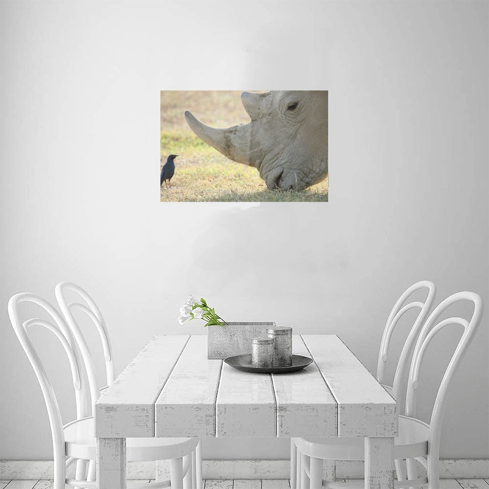 Rhino Bird Canvas Art Print 18"x12"