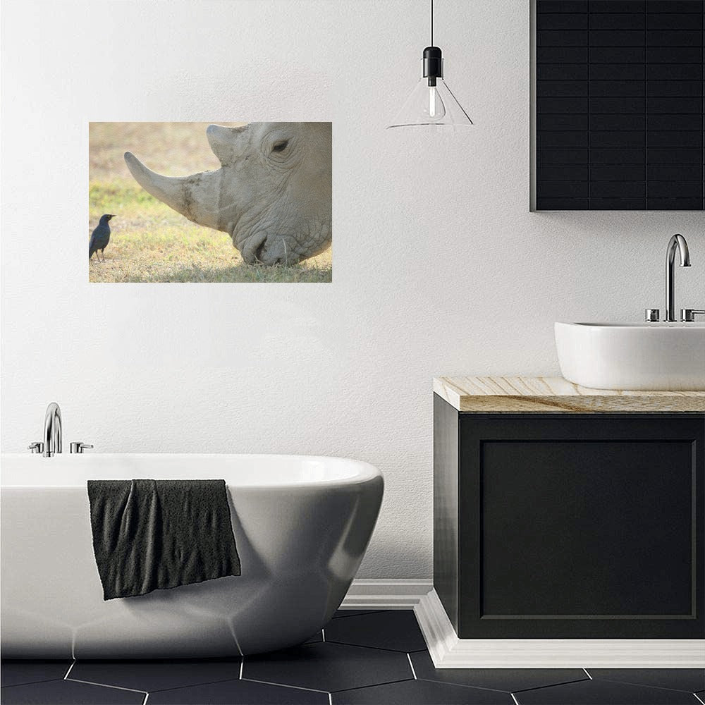 Rhino Bird Canvas Art Print 18"x12"