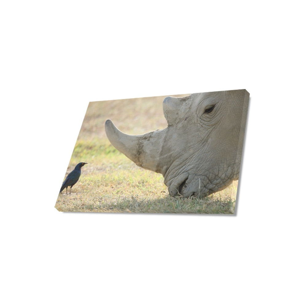 Rhino Bird Canvas Art Print 18"x12"