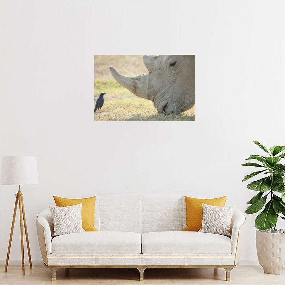 Rhino Bird Canvas Art Print 18"x12"