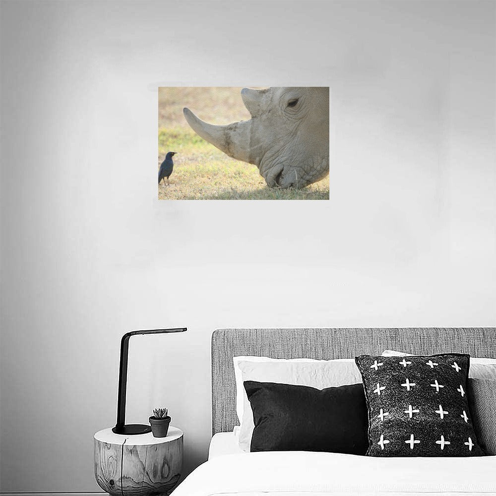 Rhino Bird Canvas Art Print 18"x12"