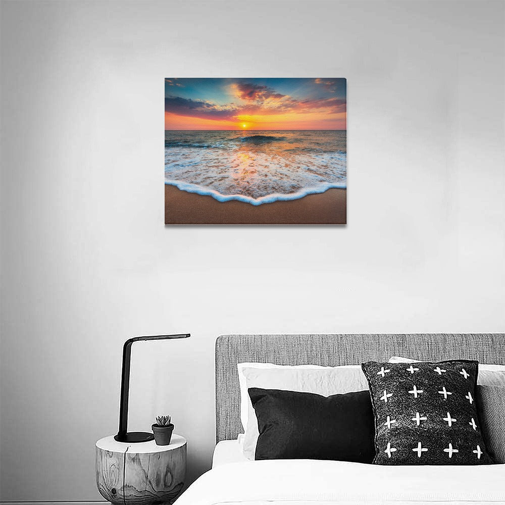 Sunset Beach Canvas Art Print 20"x16"