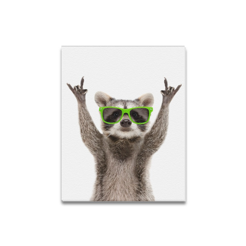 Party Raccoon Canvas Art Print 16"x20"