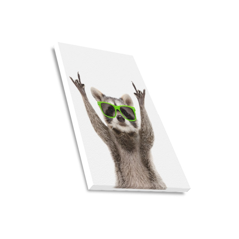 Party Raccoon Canvas Art Print 16"x20"